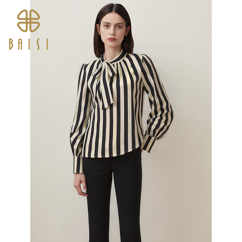 职场穿搭气质法式飘带衬衫春季新品设计感显瘦上衣小众长袖衬衣女