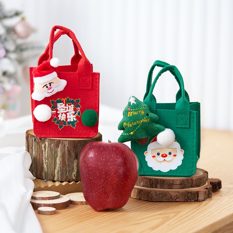 圣诞节儿童礼物苹果袋小礼品袋糖果袋平安夜包装盒手提毛毡袋礼盒