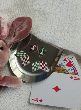 猫三秋 悖论棋盘概念棋盘耳钉耳夹复古观察者悖论chess耳饰【包邮