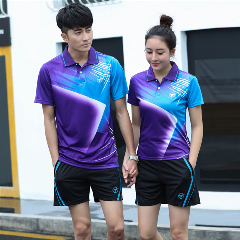 羽毛球服套装男女夏季速干排球运动短袖T恤翻领训练大赛乒乓球衣