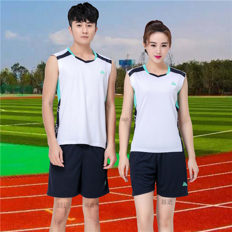 羽毛球服无袖男女款印字定制速干队服汽排球服套装V领比赛训练服