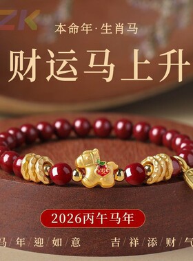 2026马年朱砂手串女款红色本命年好运手链轻奢小马送人礼物手饰.7
