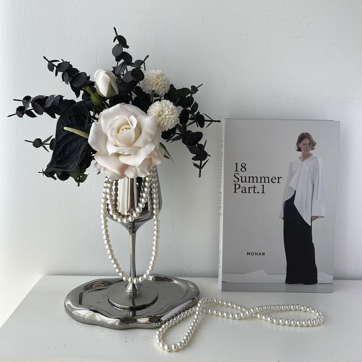 轻奢风高脚杯花瓶创意高级感客厅插花花艺餐桌摆件高档家居装饰品,家居饰品,花瓶,淘宝优惠券,粉丝福利购,淘宝优惠卷