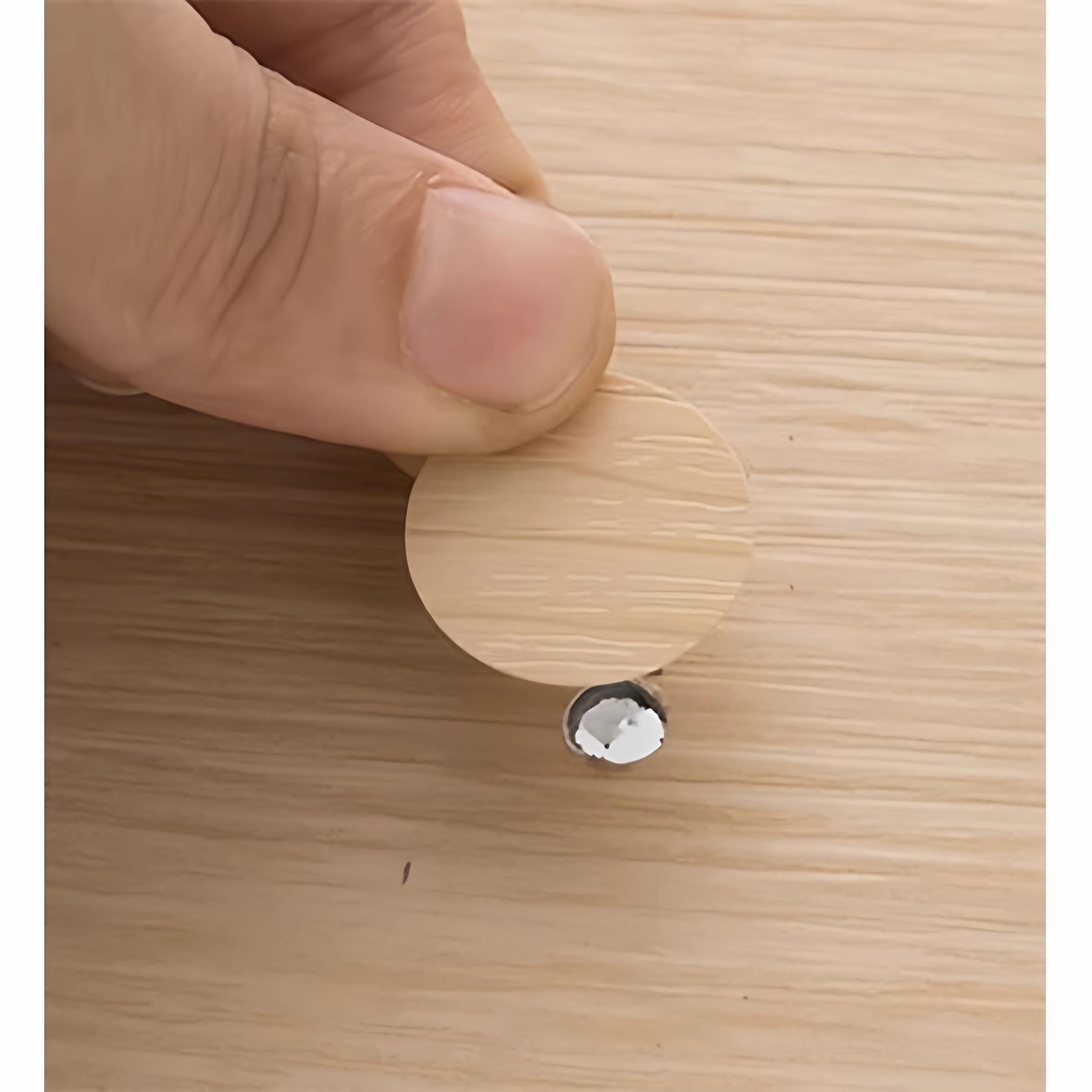 家具柜圆型粘墙木纹洞孔深灰衣柜螺丝孔贴纸圆螺家遮丑盖象牙白薄