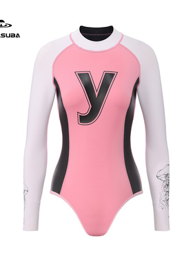 KAYASUBA粉蜡少女网球感潜水服系列修身显瘦连体湿衣自由潜湿衣