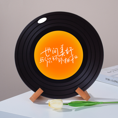 落日超绝氛围感ins黑胶唱片摆件杂志架电视格子摆件创意生日礼物