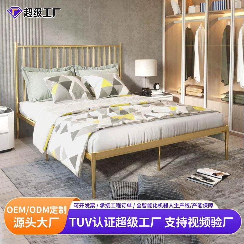 轻奢铁艺床简约现ins风公寓宿舍出租屋双人床金色公主床厂家