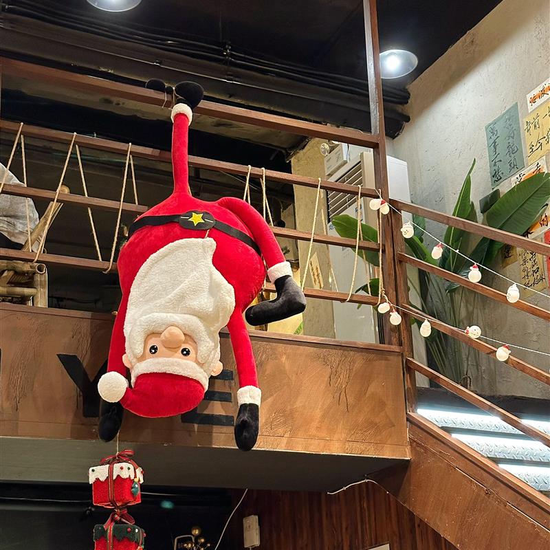 【圣诞装饰】倒立圣诞老人玩偶店铺橱窗楼梯门头氛围感场景布置