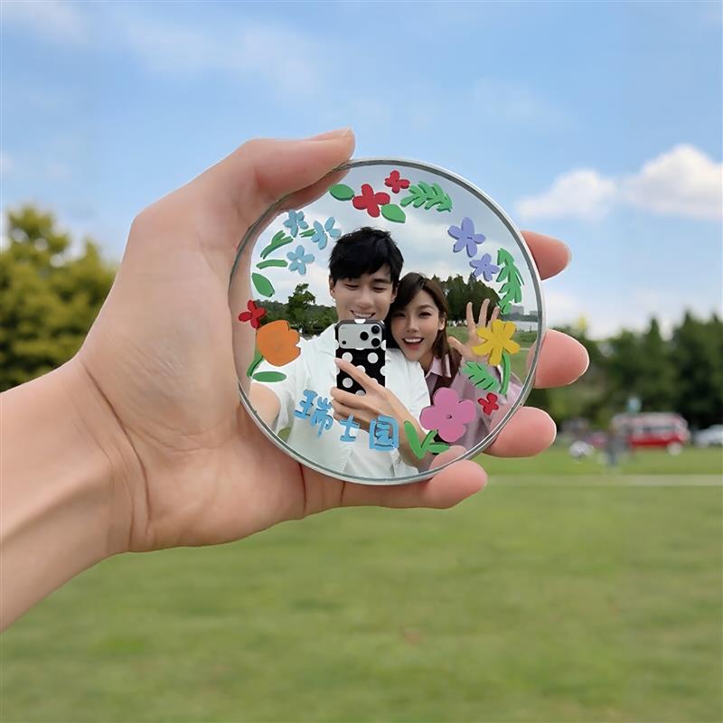 凸面镜涂鸦反光镜旅游拍照小圆镜反光镜涂鸦凹凸镜diy镜头转场女