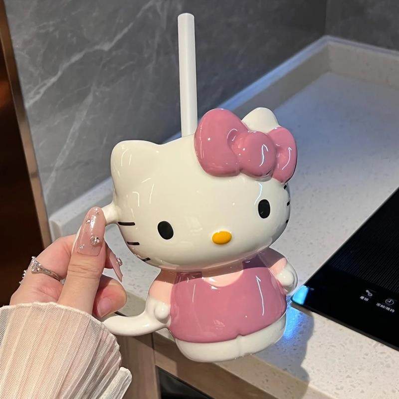 可爱卡通Kitty陶瓷马克杯高颜值大容量居家早餐咖啡杯送朋友礼物