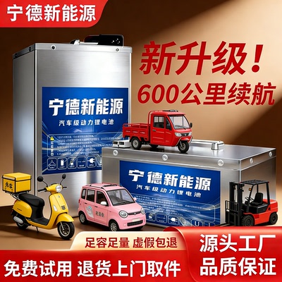 全新宁德A品电芯三元锂电池大单体固态电池二三四轮4872V60电动车