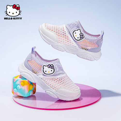 HelloKitty童鞋女童运动鞋2025春夏新款镂空单网鞋软底休闲鞋