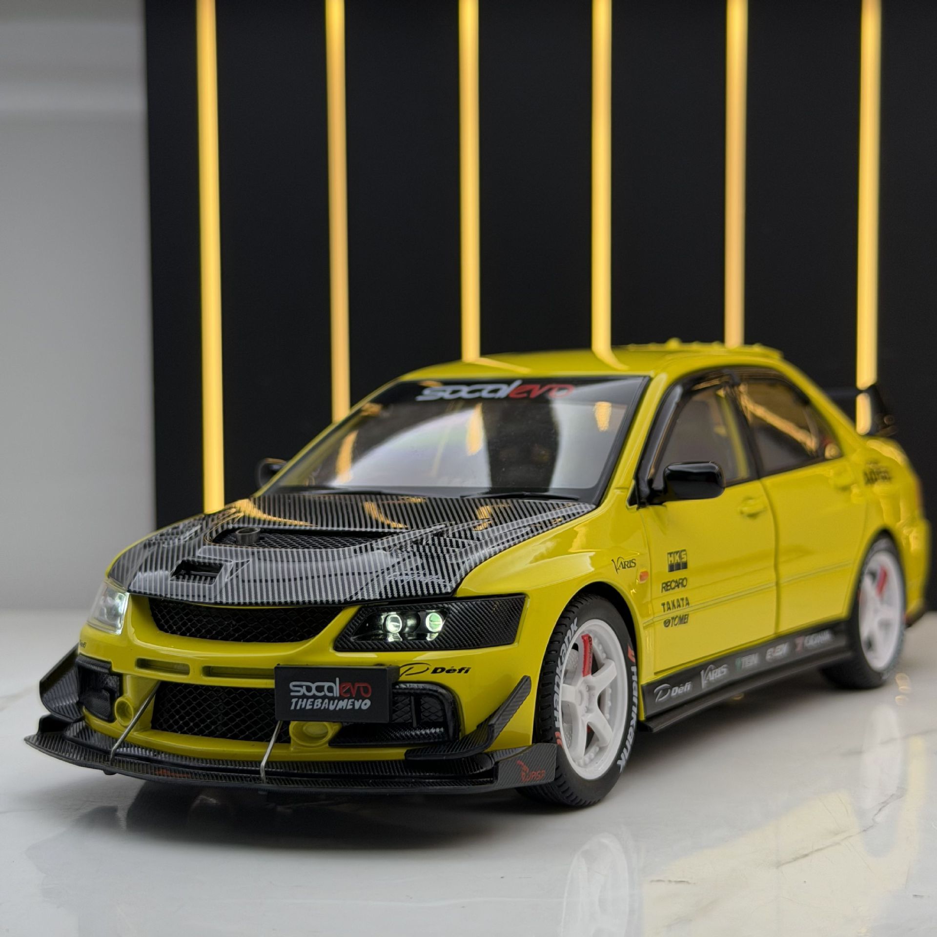 威丽合金车模1:24三菱EVO9代改装版跑车声光回力玩具模型摆件代发
