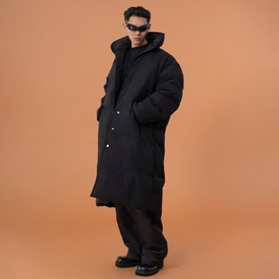 CLP黑色长款 羽绒服大衣男宽松过膝廓形加厚保暖立领休闲鸭绒白搭