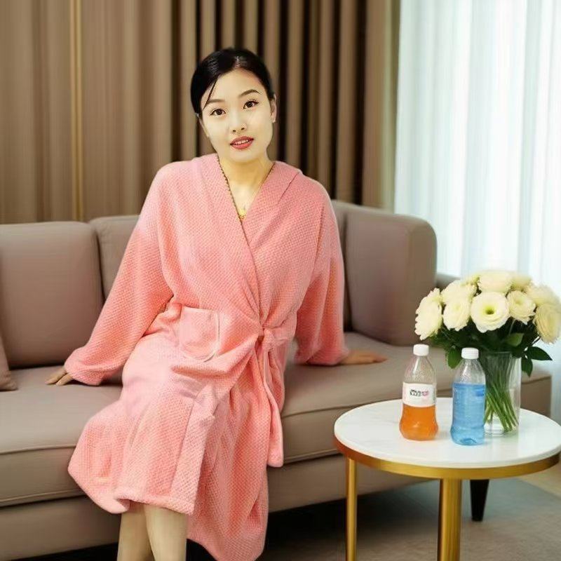 睡袍女款2025新款冬加厚女男士珊瑚绒浴袍洗完澡穿的情侣款一对