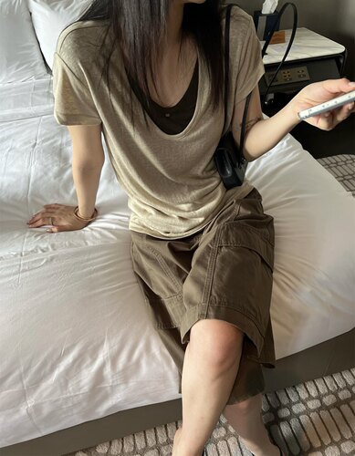 欧洲站2026年夏季新款女装Big Family正品时尚假两件短袖T恤上衣