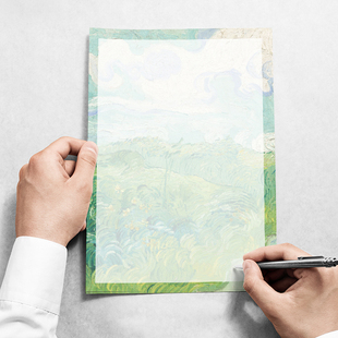 梵高春天信纸打印纸便笺纸桃花鸢尾玫瑰杏花打印纸单双面横竖版