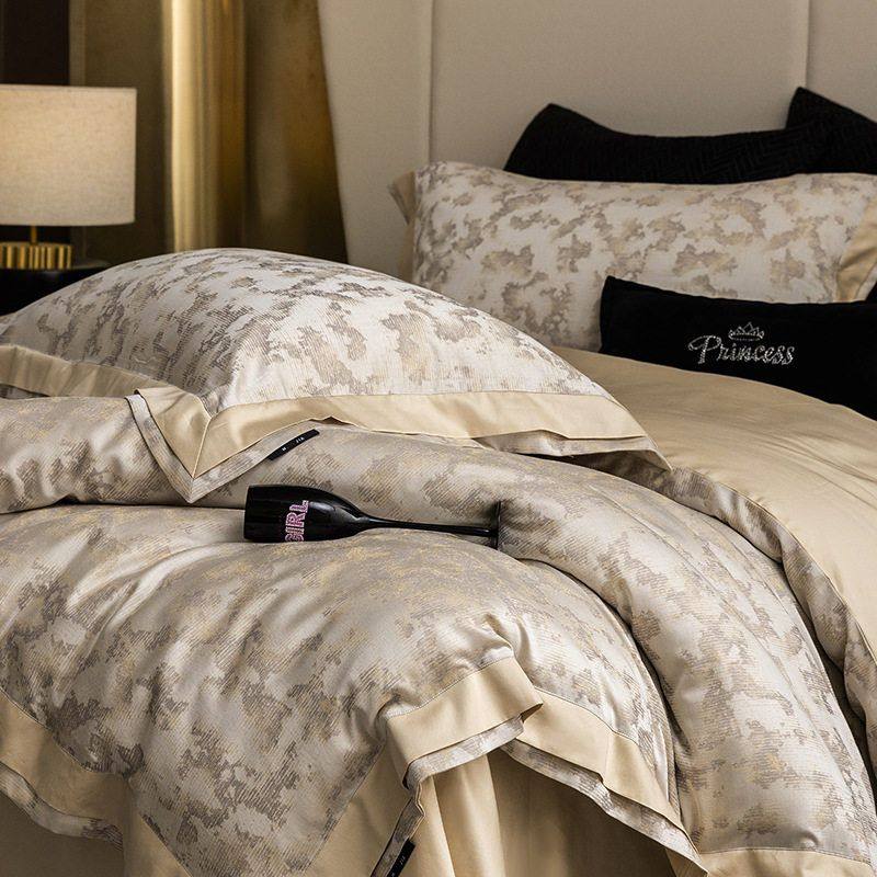 别墅级美式高支140支全棉四件套精致提花柔软被套宽边枕套,床上用品,床品套件/四件套/多件套,淘宝优惠券,粉丝福利购,淘宝优惠卷