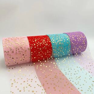 6厘米宽烫金星五角星网纱 手工diy儿童宝宝头花制作布艺发饰材料