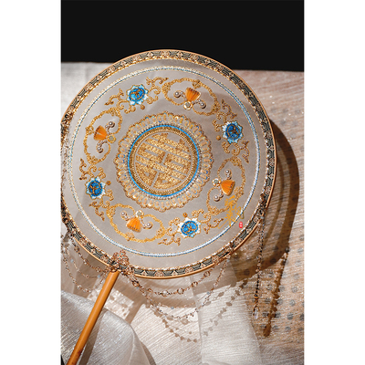 法式刺绣手工定制古风秀禾团扇