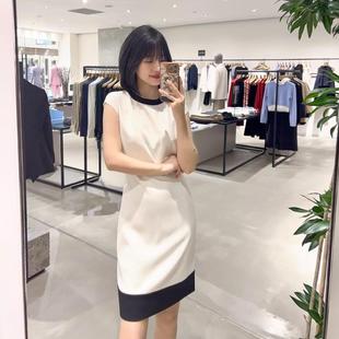 显瘦连衣裙M1109608 TH女装 2025夏季 经典 三醋酯混纺黑白拼接修身