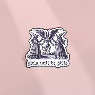 复古暗黑巫女恶魔造型胸针趣味味语录徽章小众男女衣服包装饰配饰