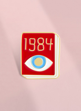 红色书本造型1984创意眼睛元素胸针金属徽章文学爱好者衣服包配饰