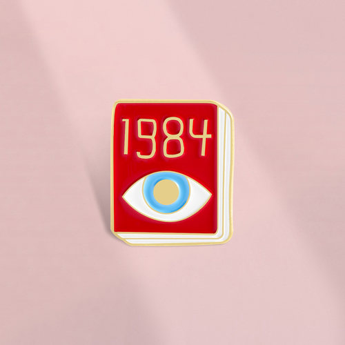 红色书本造型1984创意眼睛元素胸针金属徽章文学爱好者衣服包配饰