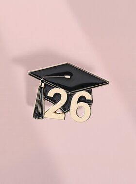 2026 毕业季学士帽胸针 金属珐琅徽章 学生毕业纪念别针礼物