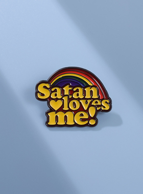 Satan爱我彩虹胸针男女金属徽章