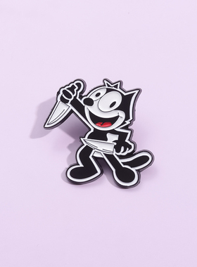 卡通动画片角色小黑猫胸针猫的闹剧个性金属徽章衣服配饰勋章挂件