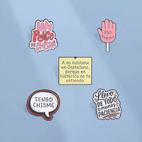 ins Pink Spanish slang metal brooch, Latin American gossip, funny and quirky girl backpack decoration thumbnail 7