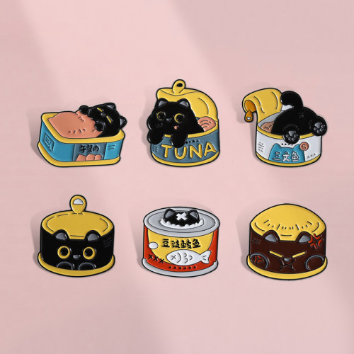 可爱猫粮罐头猫咪胸针金属徽章日系可爱别针衣服背包装饰品配饰