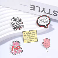 ins Pink Spanish slang metal brooch, Latin American gossip, funny and quirky girl backpack decoration thumbnail 8