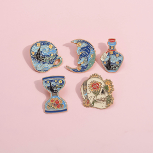 梵高的向日葵艺术漂流瓶小众男女学生礼物背包扣针配饰勋章挂件