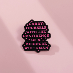 像个平庸的白人那样自信胸针英文字母金属徽章别针配饰包挂件勋章