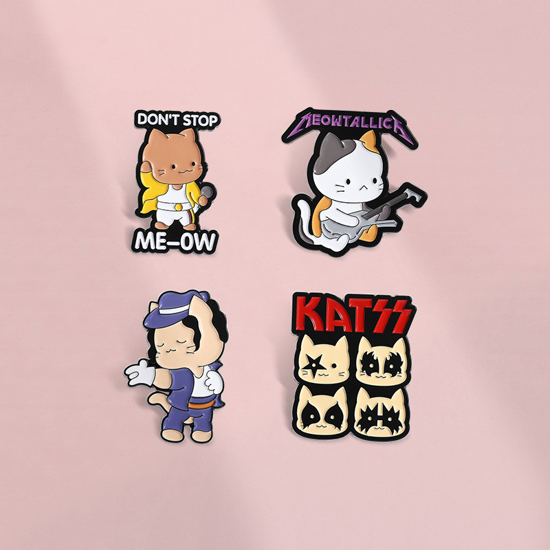 趣味英文字母胸针弹吉他k歌可爱卡通猫咪金属徽章衣服包配饰挂件
