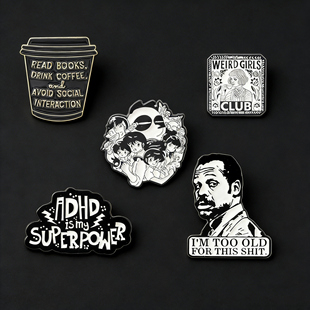 趣味漫画珐琅胸针 搞怪社交恐惧 ADHD 个性徽章 书包装饰别针礼物