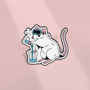 可爱实验小白鼠胸针金属徽章理科化学生礼物衣服背包配饰挂件