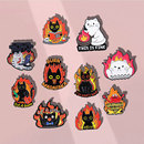 饰品 燃烧火焰可爱卡通小猫胸针卡通金属徽章衣服包包挂件装