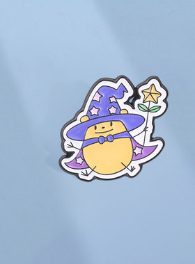 治愈系胸针 软萌黄色魔法师星星魔杖设计 小众童趣衣服包包配饰