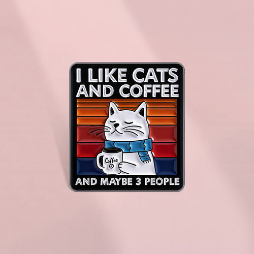 可爱小猫咖啡卡通胸针金属徽章创意短语个性男女衣服背包配饰徽章