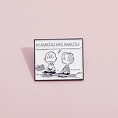 焦虑症英语短句胸针金属徽章衣服包包装 饰品别针配饰笔袋挂件勋章