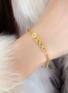 新中式四方来财s925纯银手链女生国风五帝钱碎冰冰铜钱钱多多手链