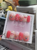 ASNail粉色夏日爱心晕染手绘法式 穿戴甲温柔风纯手工美甲成品甲片