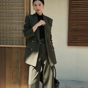 大码高智感西装套装女胖MM秋冬新款气质通勤职业面试两件套老钱风