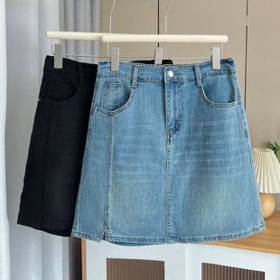 高腰显瘦牛仔半身裙女遮肉百搭A字短裙 大码 女装 200斤胖mm夏季 新款