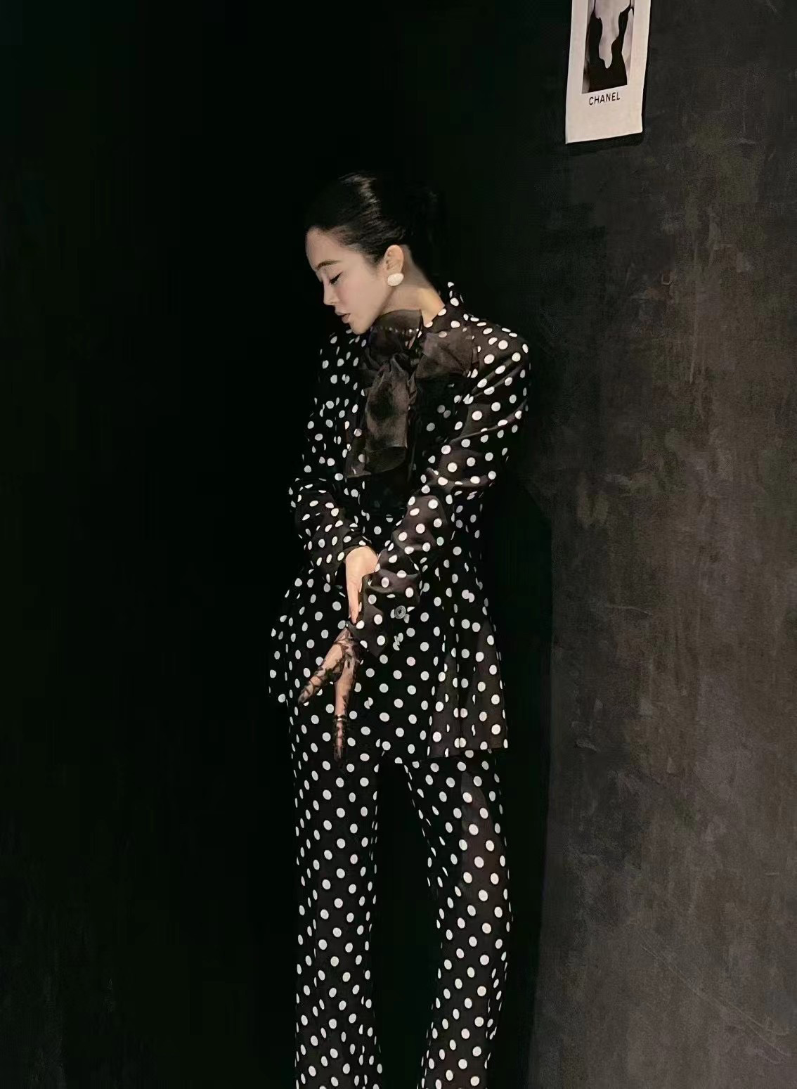 春夏新款设计师品牌高端定制时尚气质波点西服套装