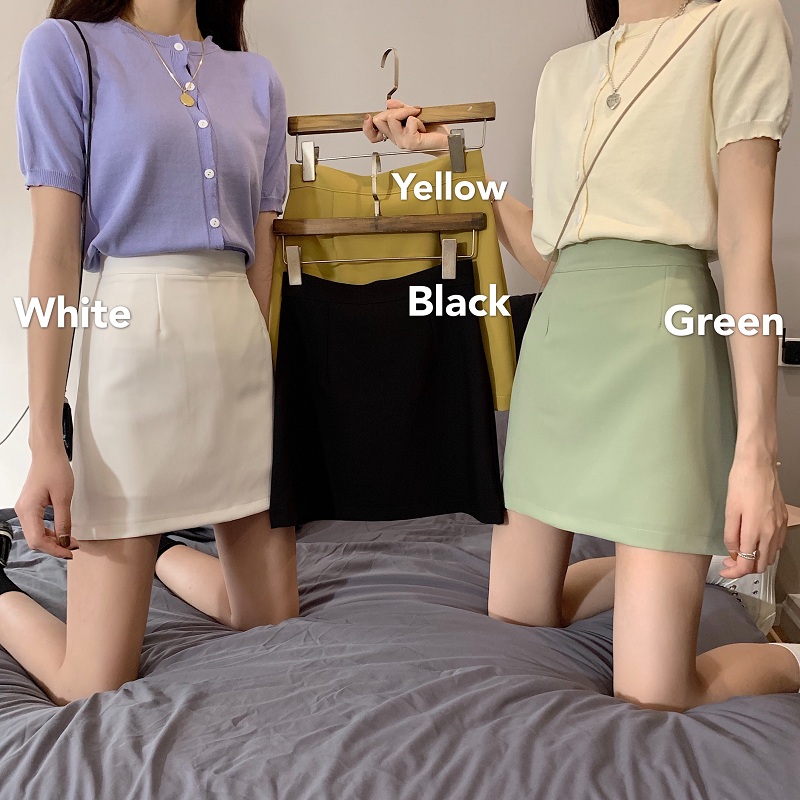 Real photo, real price, spring and summer, New Retro Hong Kong style, high waist, solid color, all kinds of A-line skirt, student skirt