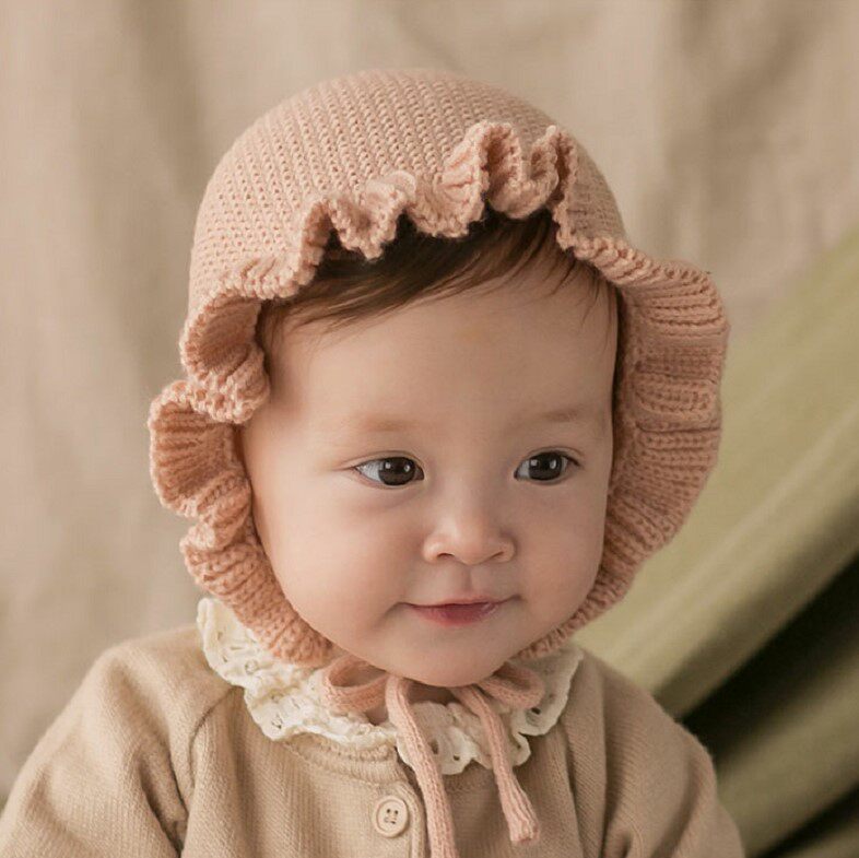 韩国进口婴儿童春秋冬季新款3-18个月女宝宝防风护耳胎帽公主帽子